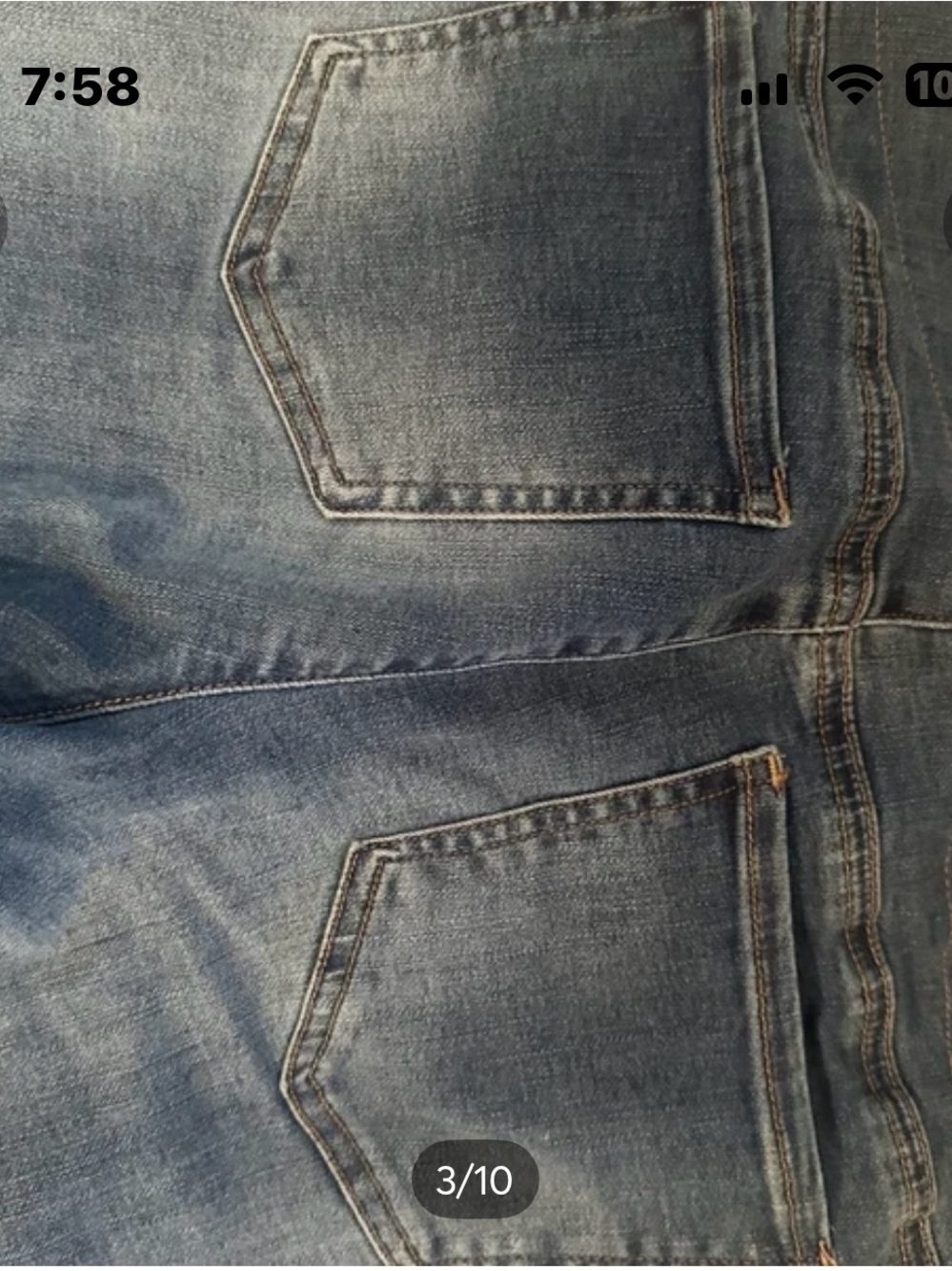 nYDJ wide leg elastic waist blue jean frayed hem - Picture 5 of 9